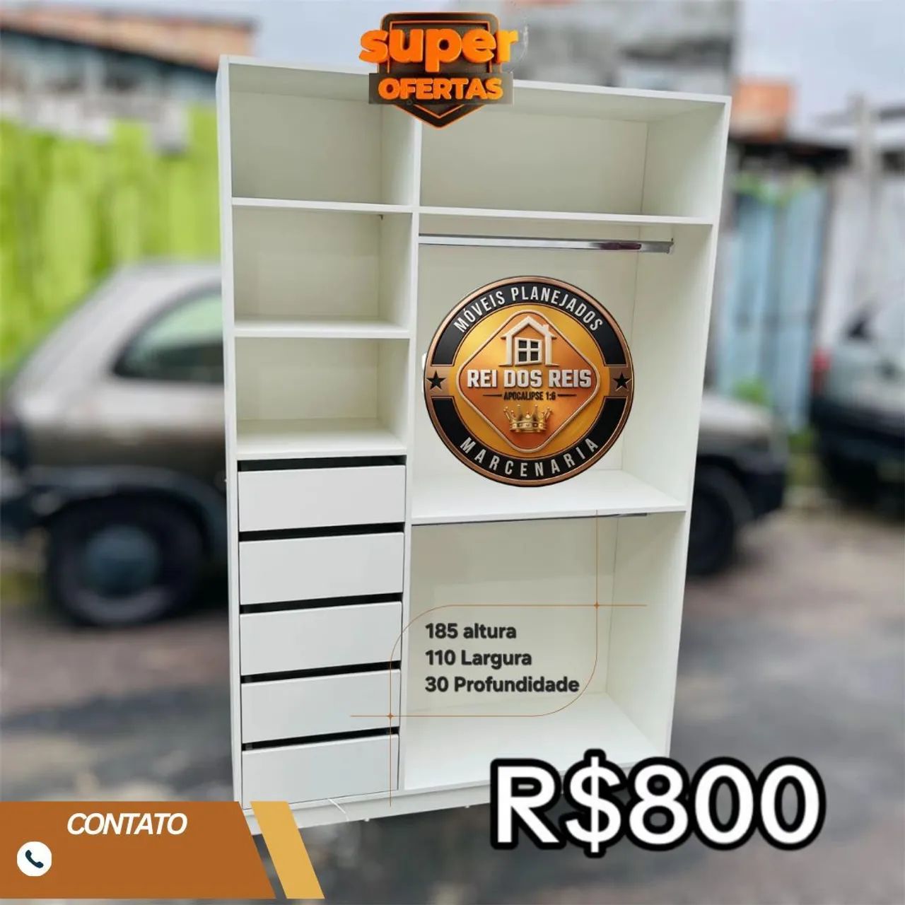Roupeiro closet 5 gavetas em mdf