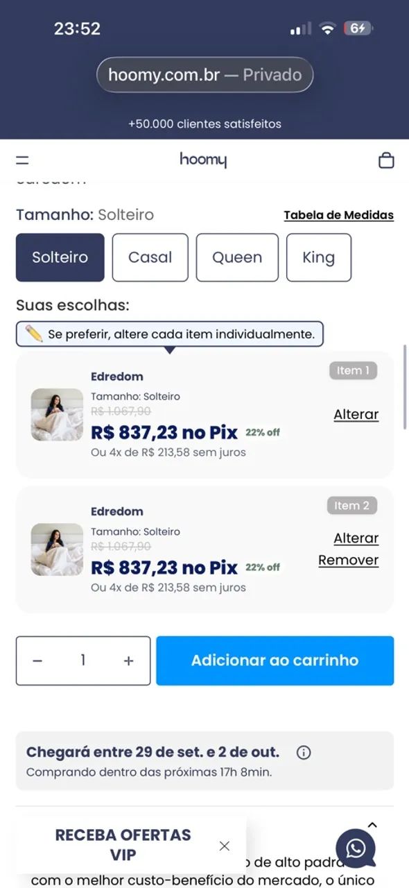 Edredom hoomy algodão egípcio com toque de pluma solteiro novo !  - Foto 2