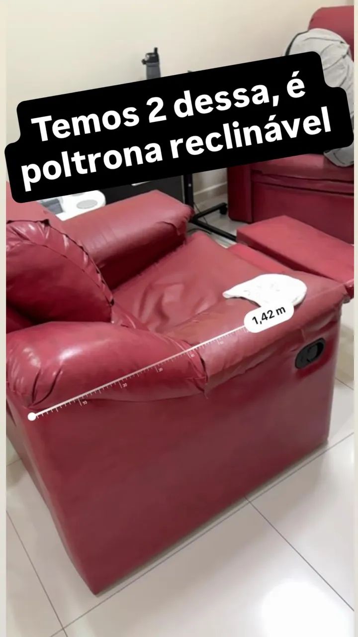 Poltrona reclinável em courino - Foto 2