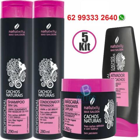 5 Kit Para Cachos Definidos e com Balanço Cachos Naturais Natubelly Max Saloon