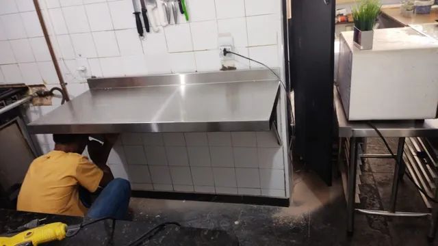 Mesas aço inox prateleira inferior bancada  - Foto 2
