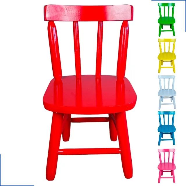 Cadeira Cadeirinha Infantil Colorida de Madeira Eucalipto Resistente DISA - Foto 3