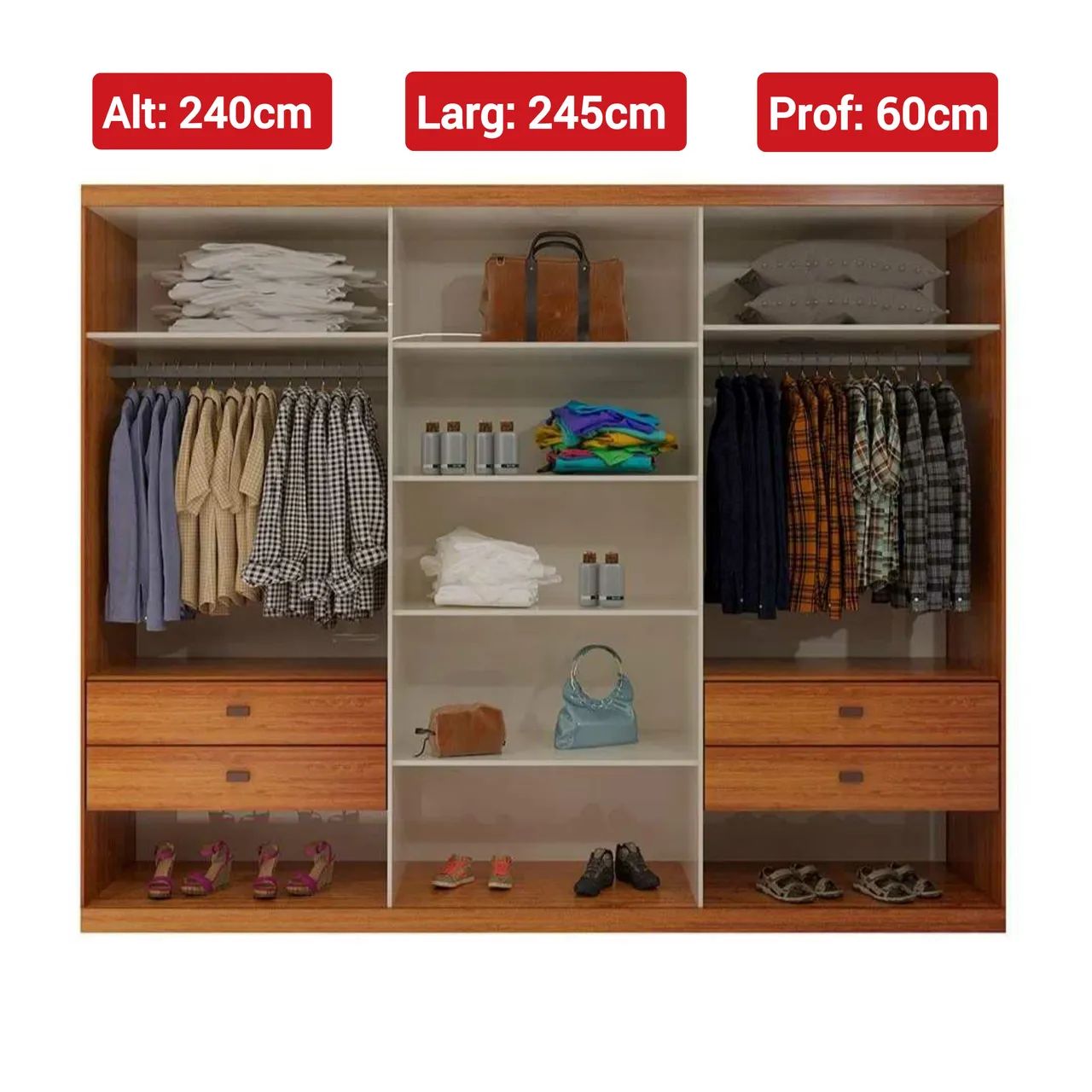 Guarda Roupa com Espelho Portas de Correr 4 Gavetas Novo Fazemos Entrega  - Foto 2