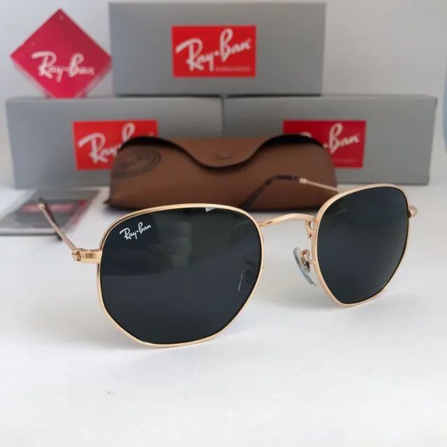 Óculos Ray ban Hexagonal Tradicional Gold Lentes de cristal - Foto 3