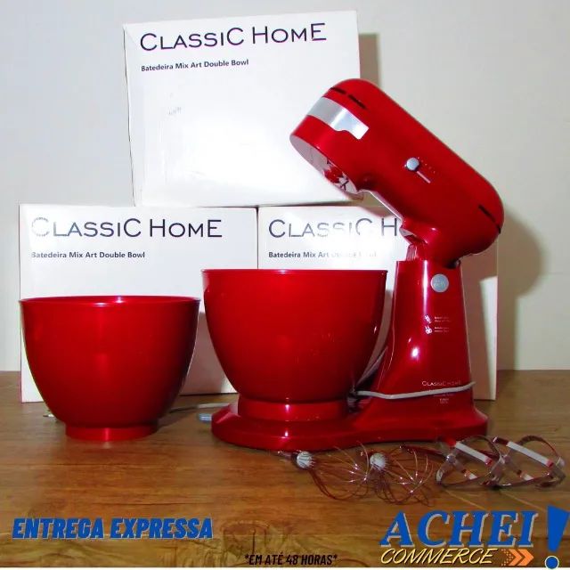 Batedeira Classic Home 4 Litros Mix Art Cereja 2 Tigelas - Novo