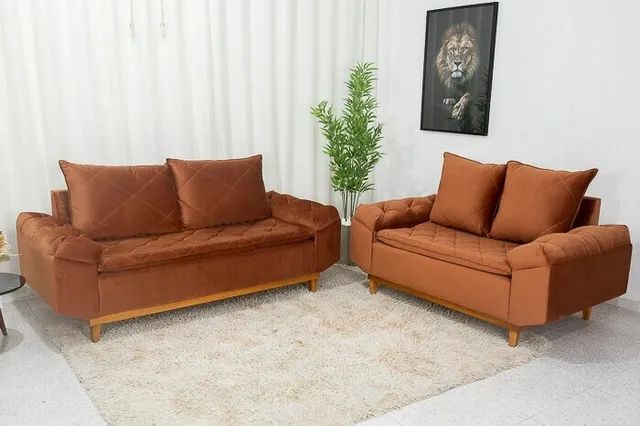 Sofá 3 e 2 lugares Bélgica Terracota Até 12x - Frete Grátis