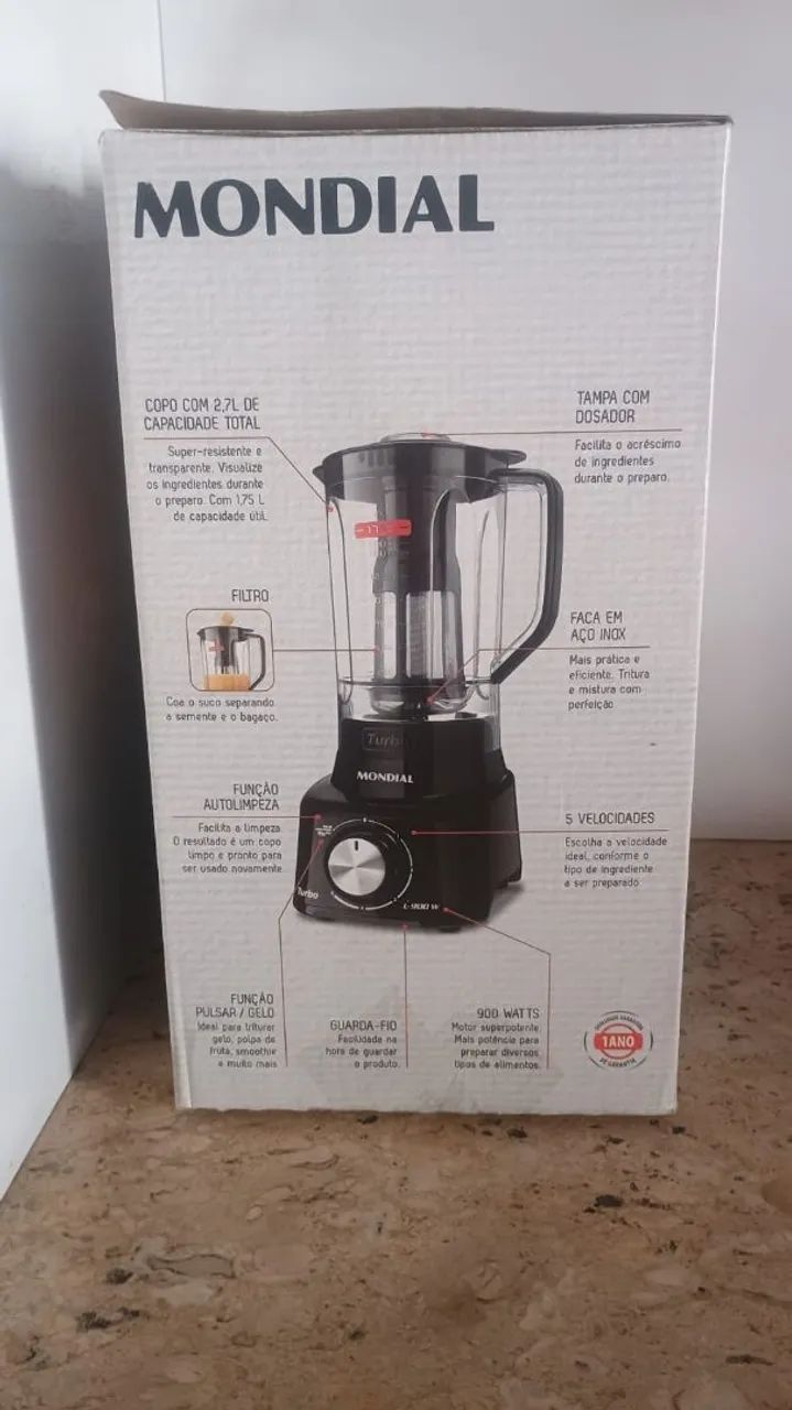 Liquidificador Mondial Turbo L-900W 2,7 Litros - Foto 2