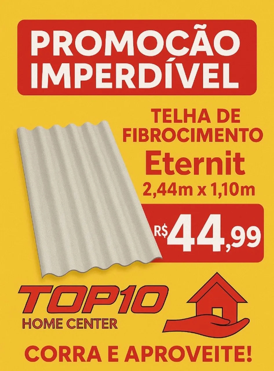 Telha eternit 2,44 x 1,10 promoção R$ 44,99
