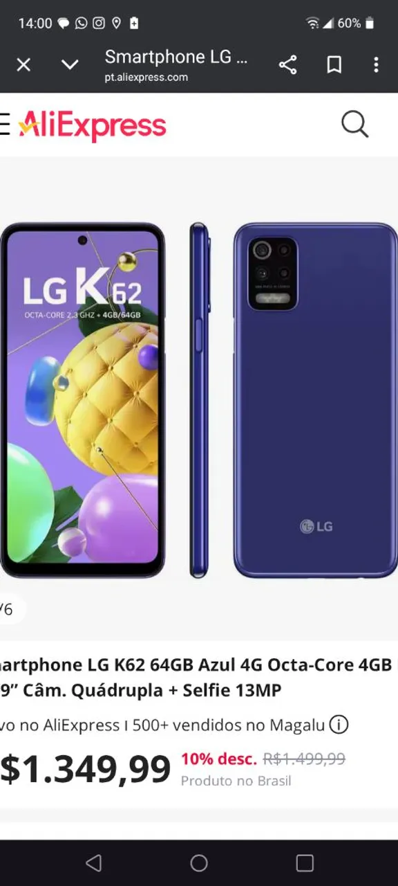 Vendo LG k62
