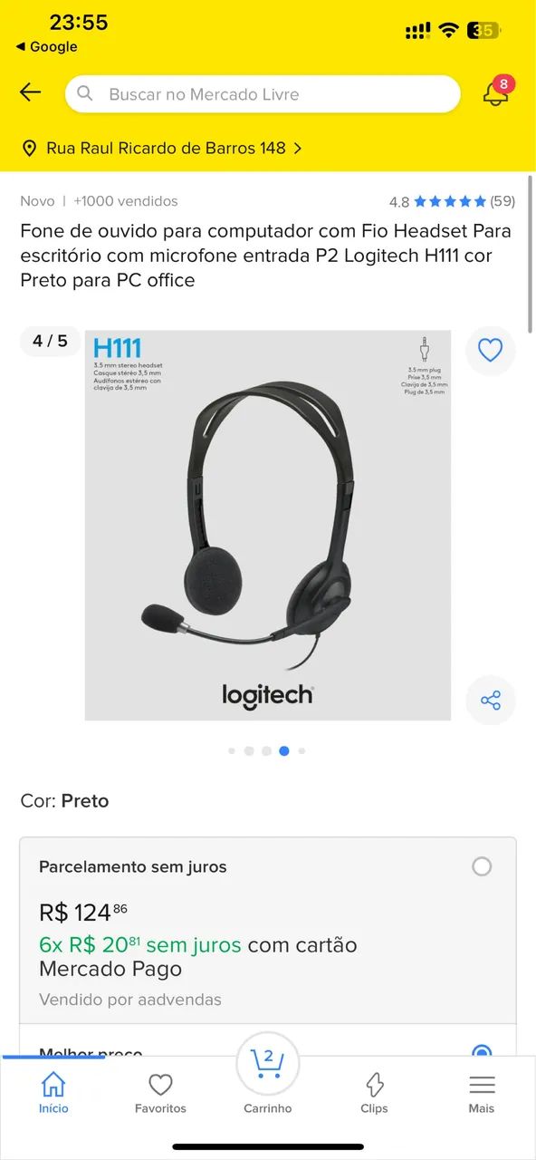 Fone de ouvido com microfone Logitech H111 - Foto 5
