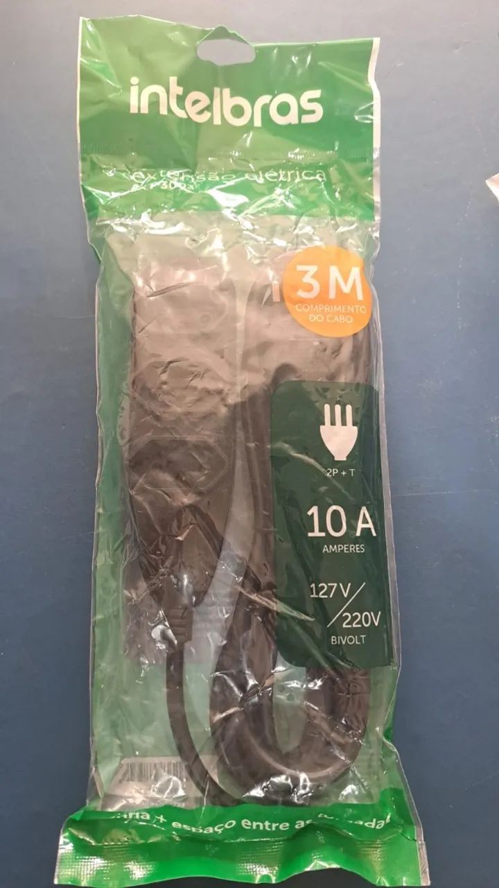 EXTENSÃO ELETRICA EXT3003 INTELBRAS 3M NOVO LACRADO FRETE GRÁTIS PARA MACEIÓ