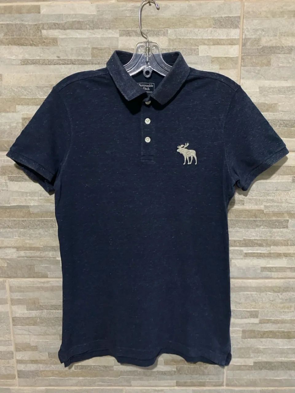 Abercrombie Men's Navy Blue Polo Shirt