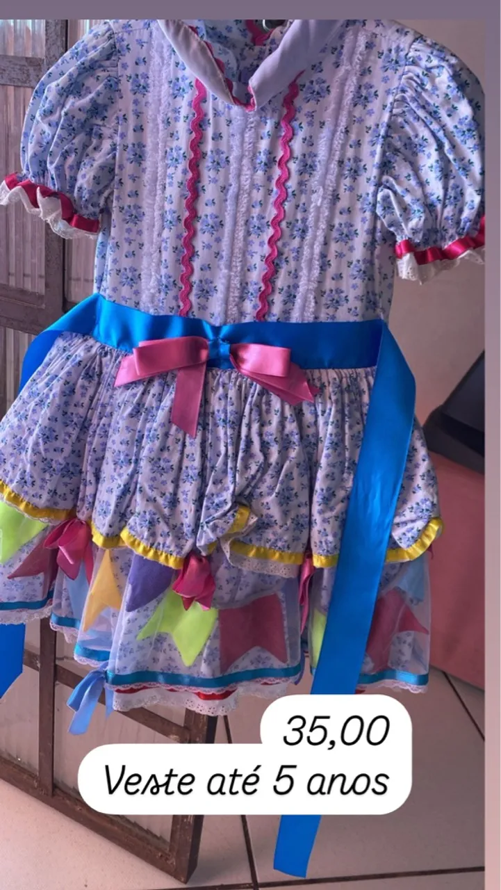 Vestido Festa Junina Infantil - Até 5 anos