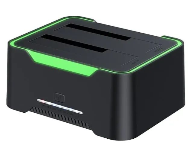Dock Station RGB HDD SSD DUAL SATA 2.5 e 3.5 com USB 3.0 e Clonagem Offline até 18TB - Foto 4