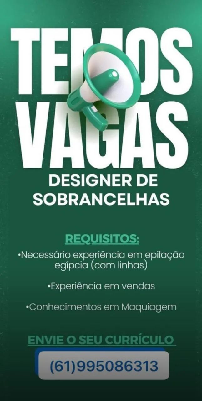 Vaga para Design de sobrancelhas