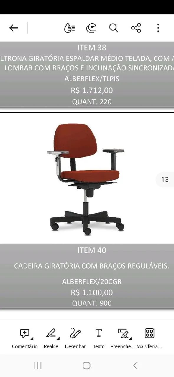 Cadeira de Escritório Giratória com braços reguláveis - Foto 3