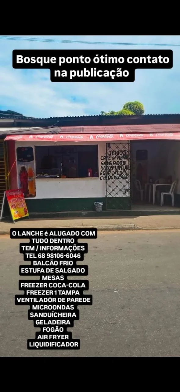 Alugo uma lanchonete e marmitaria com tudo completo