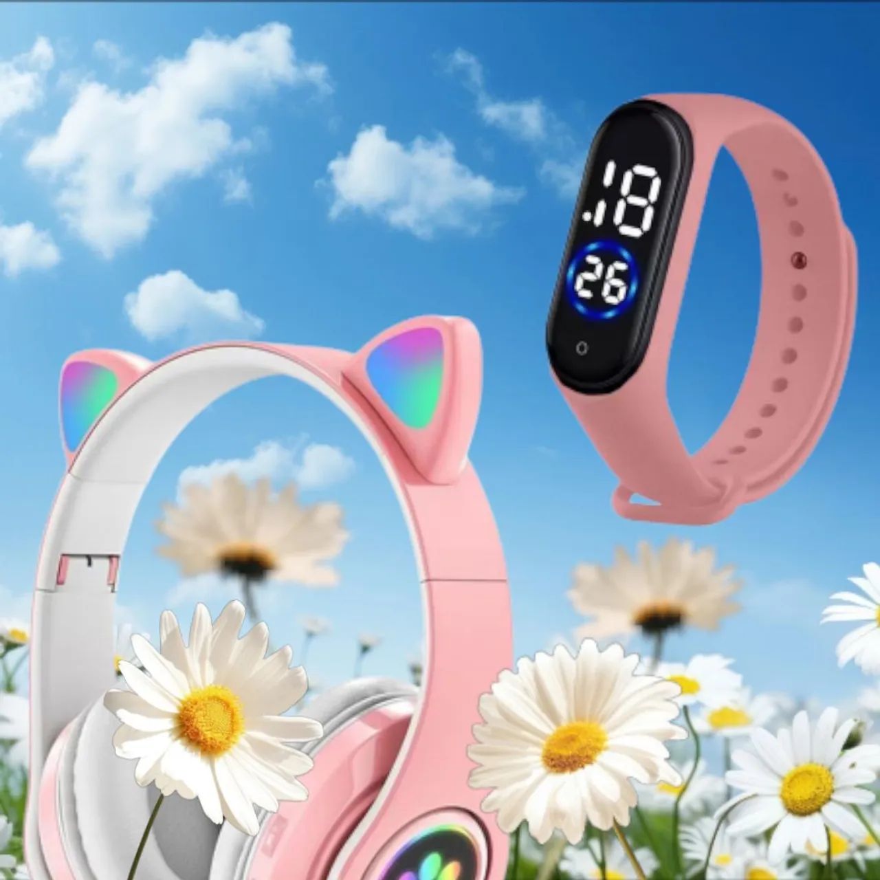 Cat-shaped Bluetooth Headphones with Colorful LED Ears64318049892482120