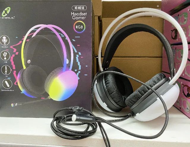 Fone Headset Gamer RGB USB P3 Roxo ou Preto X-Cell XC-HS18 - Foto 6
