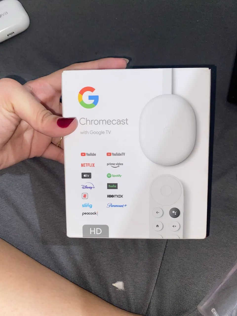Google Chromecast 4ª geração de voz HD 8GB branco com 1.5GB "ORIGINAL"