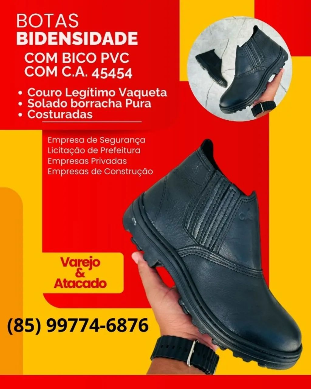 O trabalho pesado escolhe qualidade, Botas com Bico Pvc e C.A.