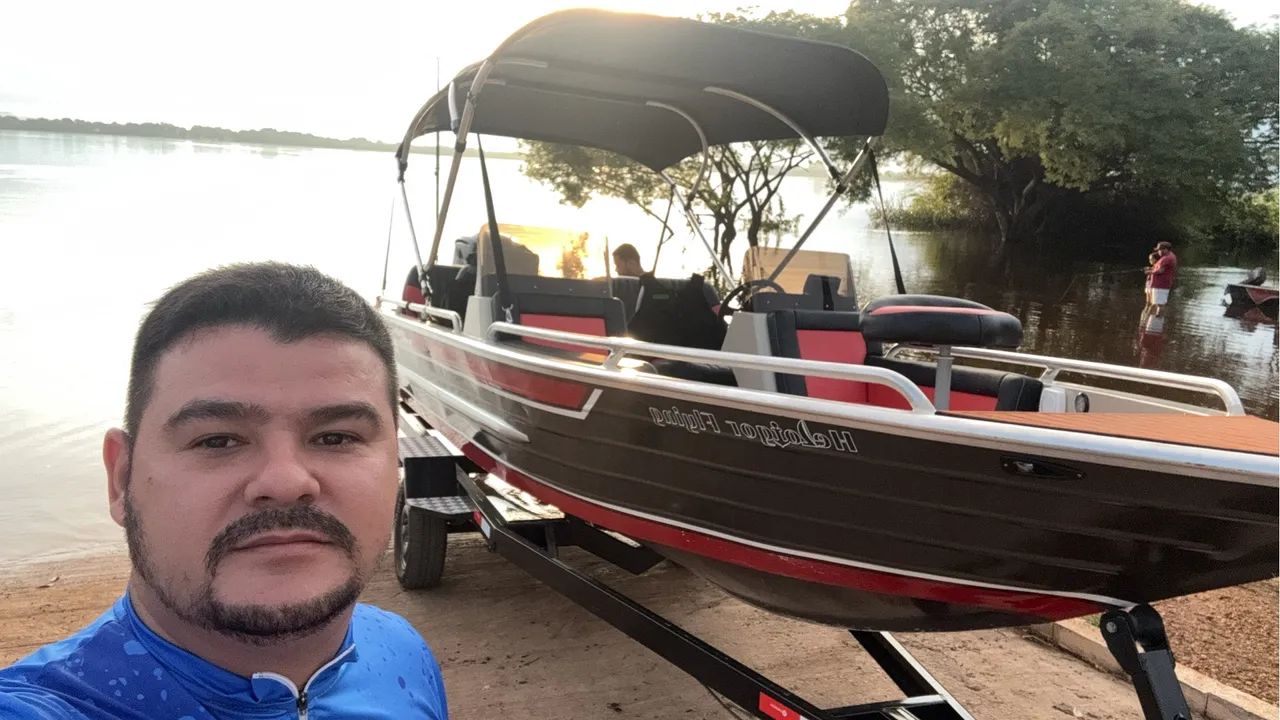 Lancha barco de alumínio casco 100% soldado com motor mercury 115hp ano 2024 - Foto 6