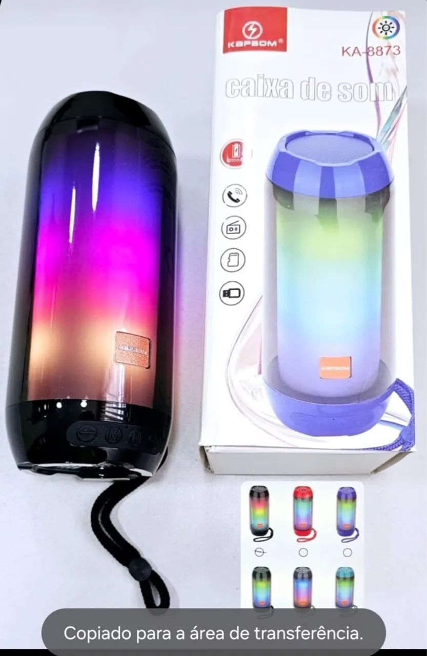 Caixa de Som Bluetooth com Luzes RGB KA-8873