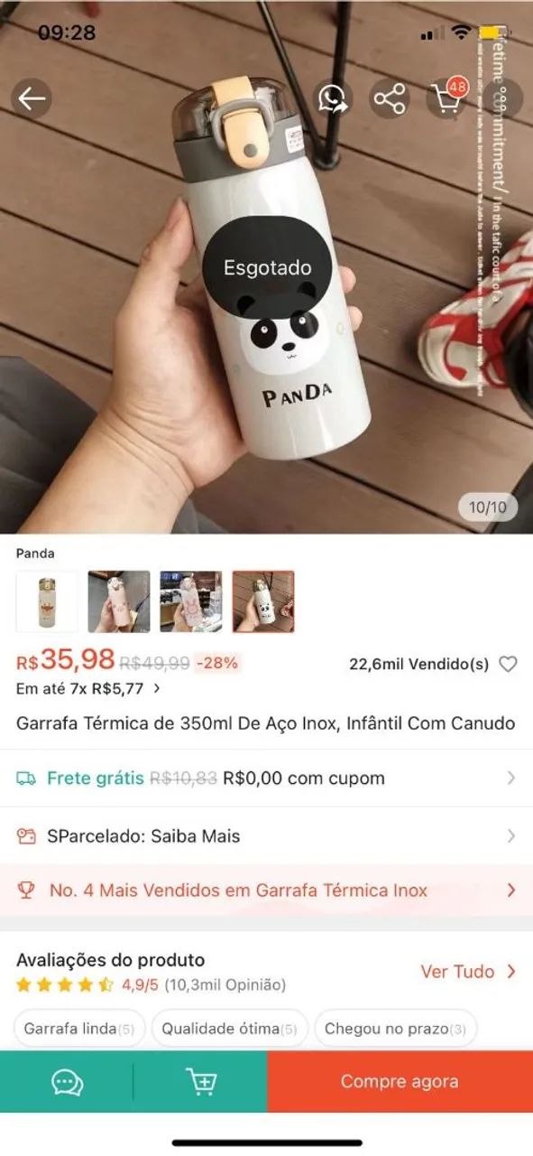 Garrafa térmica infantil com canudo 350ml de aço inox - Foto 2