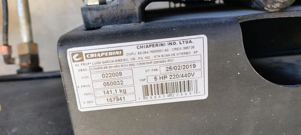 Compressor de Ar Chiaperini CJ 20+APV 200L - Foto 2