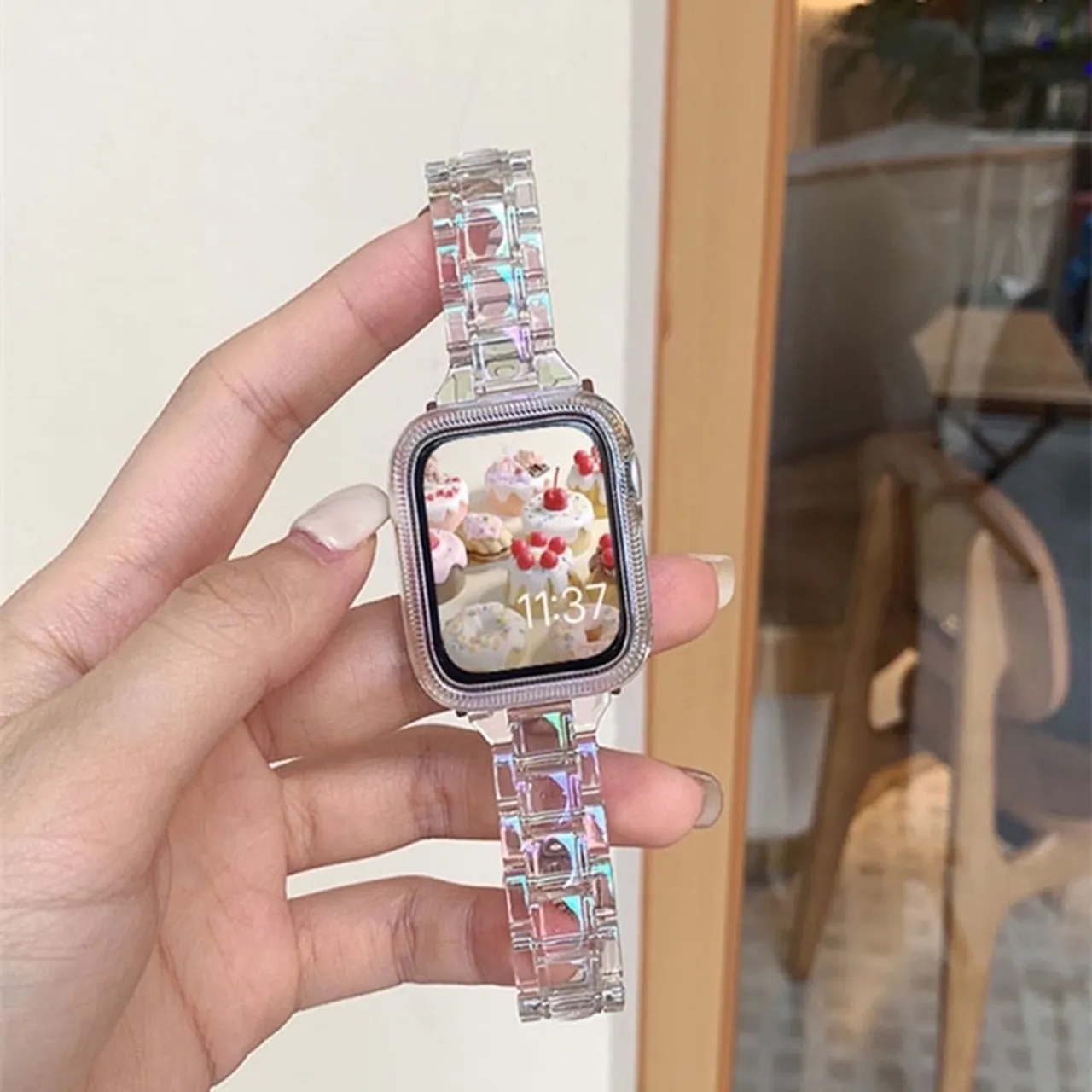 Pulseira Transparente laser arco íris para Apple Watch 42mm