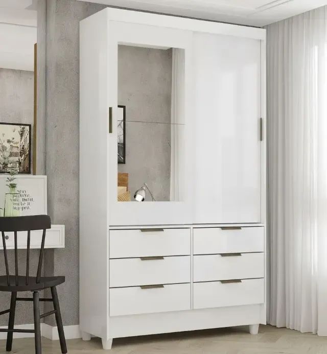 OFERTA Guarda Roupa Sevilha com Espelho branco
