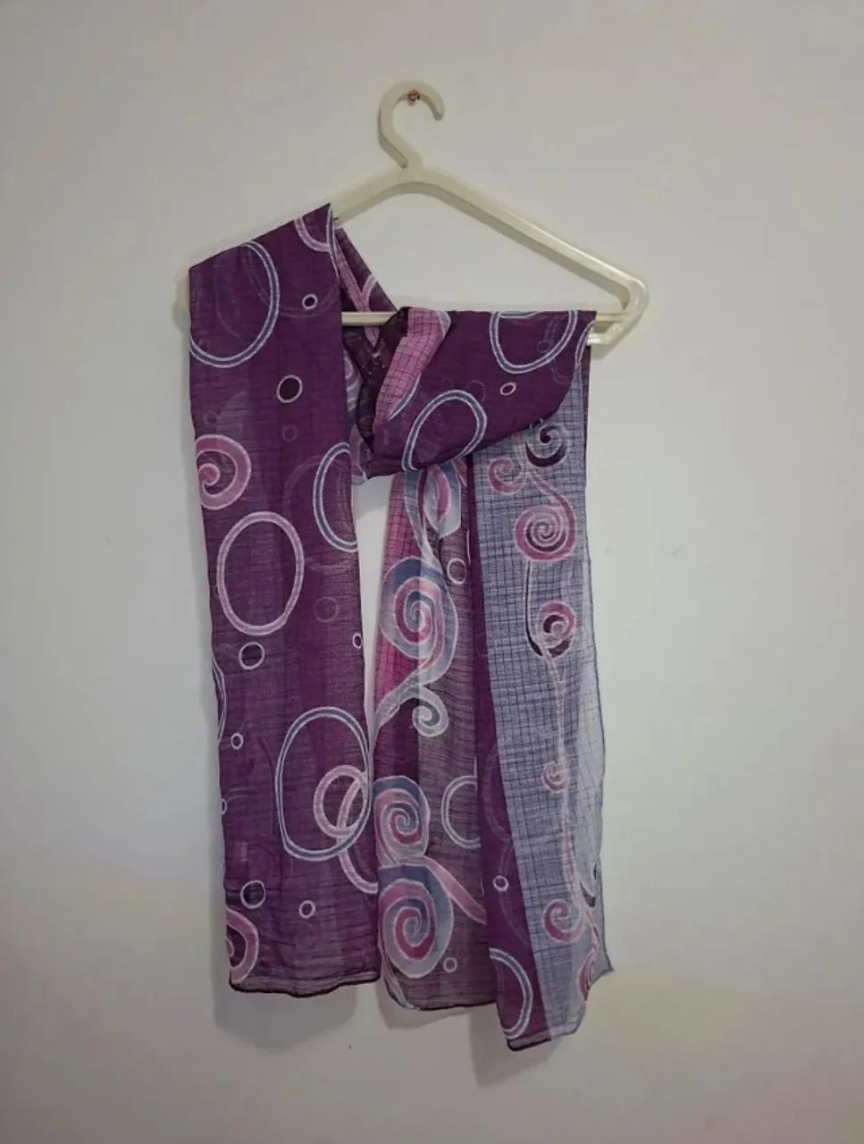 Lenço Echarpe Estampado Roxo Lilás - Novo (Nunca Usado)