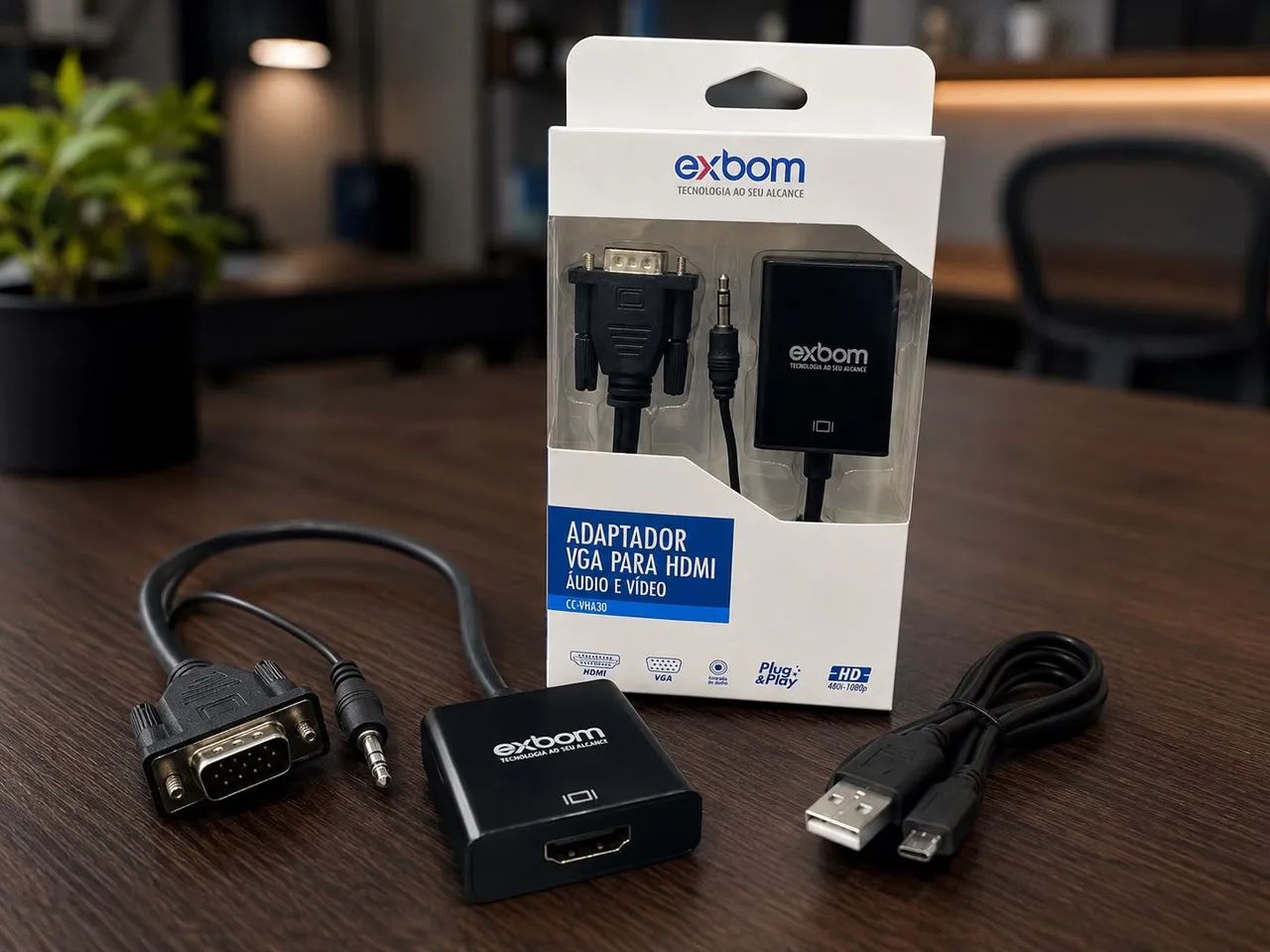 Adaptador Conversor VGA para HDMI com Áudio Exbom - Foto 2