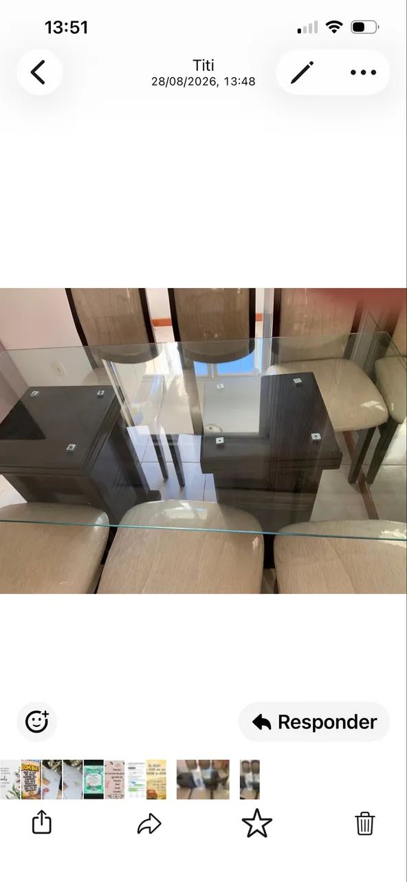 Mesa de 6 cadeiras tampo de vidro  - Foto 2