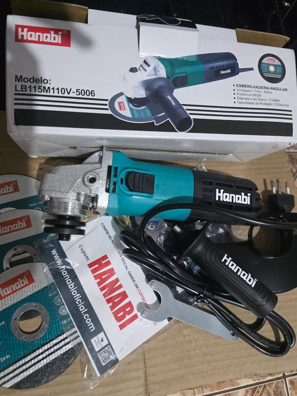 Esmerilhadeira Lixadeira Angular Hanabi 115mm 880w Profissional