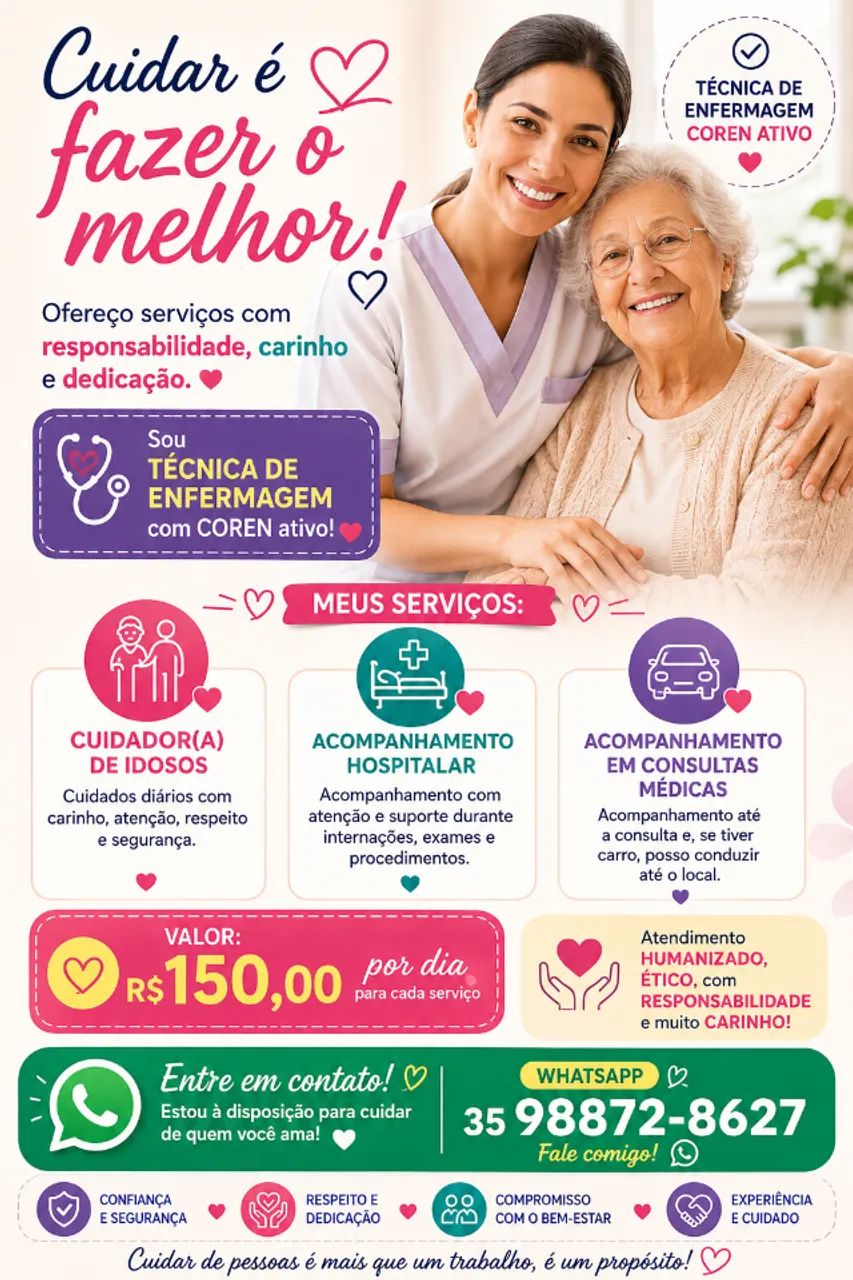 Cuidadora de idosos e acompanhante de hospital