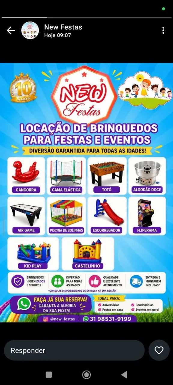 Pula pula, piscina de bolinha e outros brinquedos para locação 