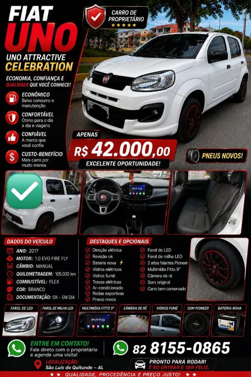 Fiat Uno Attractive 1.0 Flex 6V 5P 2017