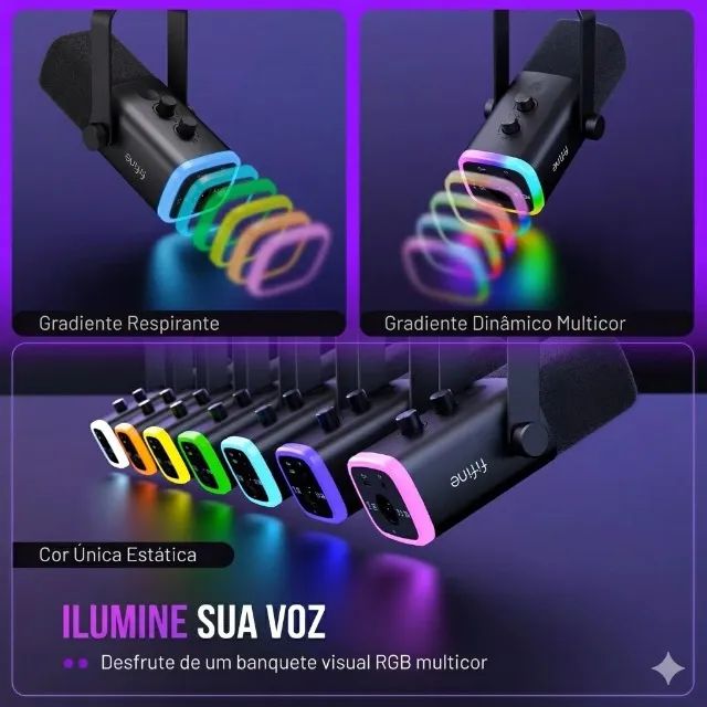 Microfone Dinamico Fifine AM8 - RGB - XLR - USB - Foto 3
