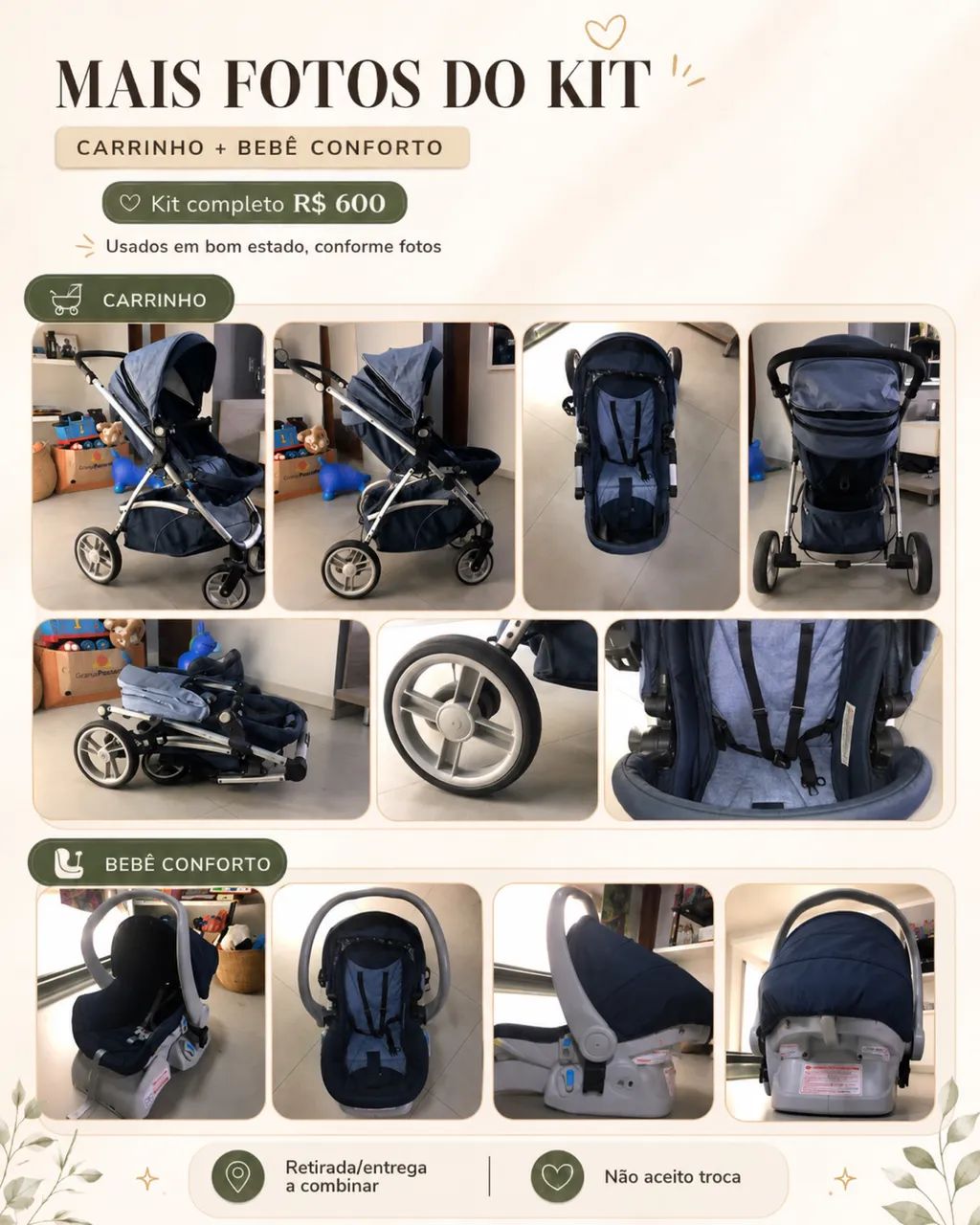 Carrinho de bebê e bebê conforto  - Foto 2