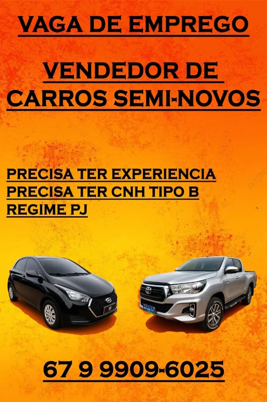 Vaga de emprego - Vendedor de carros.