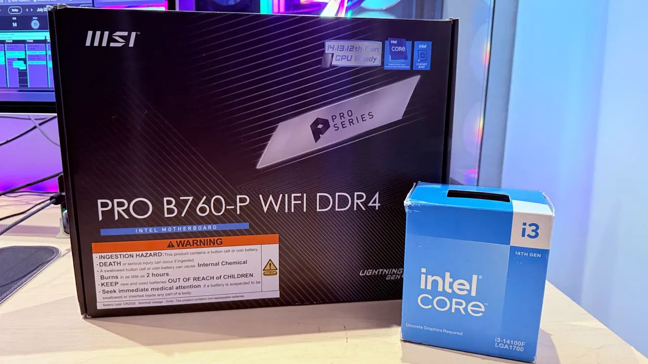 Kit Intel i3 14a geração e placa-mãe msi pro