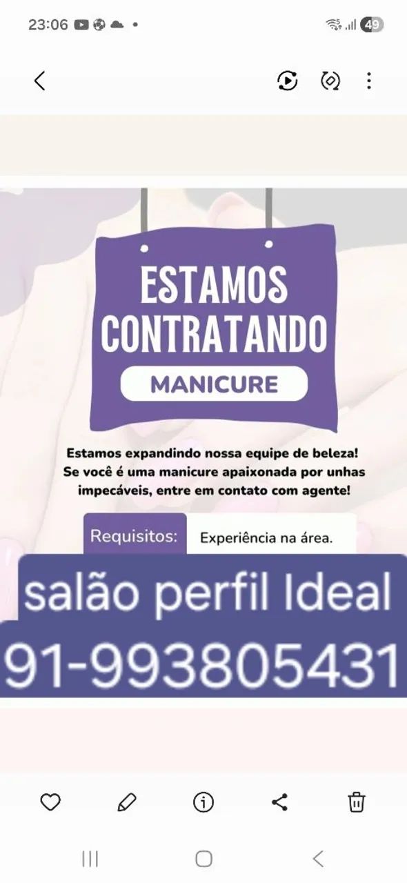 Precisa-se de manicure profissional