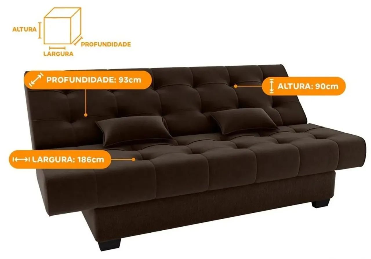 Sofá Cama 3 lugares  - Novo - Entrego - Foto 3