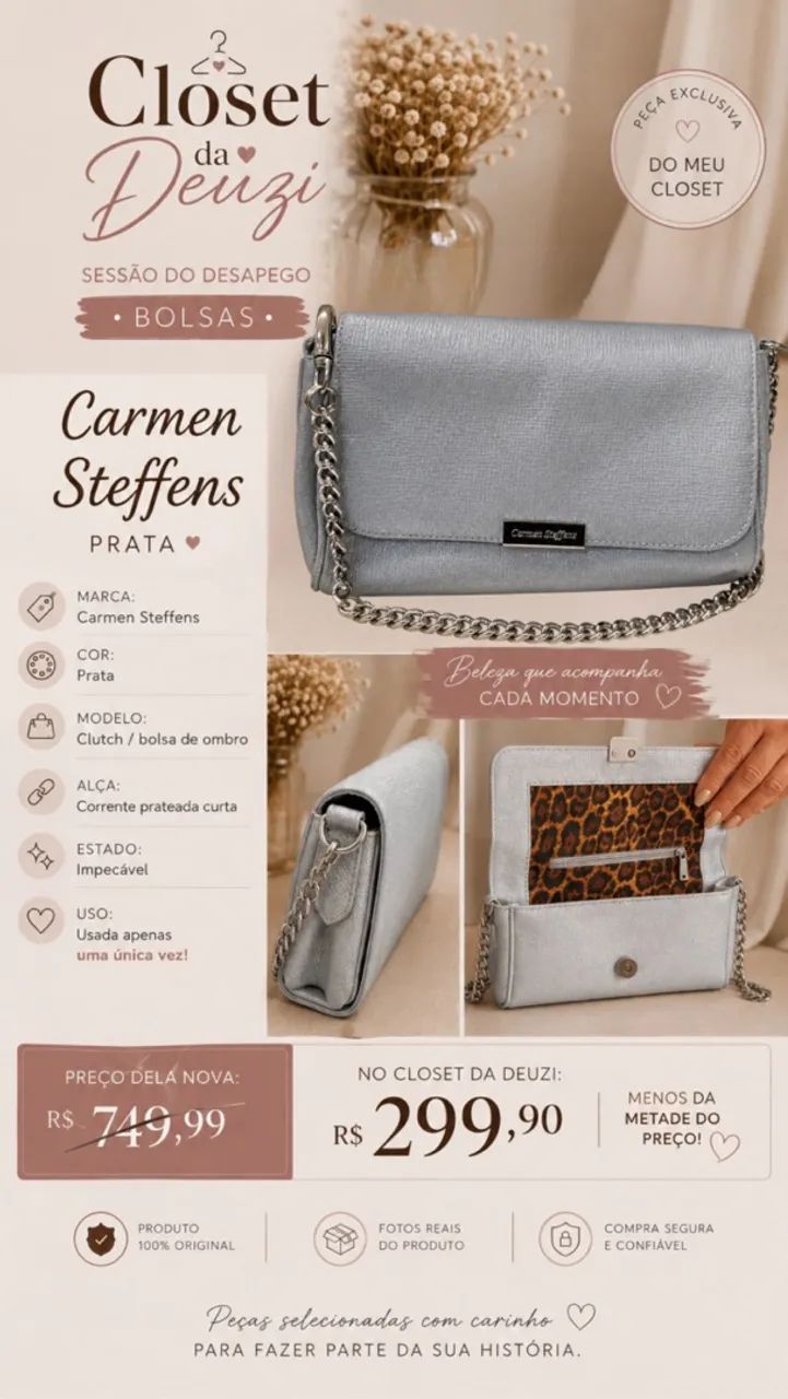 Bolsa Carmen Steffens Prata