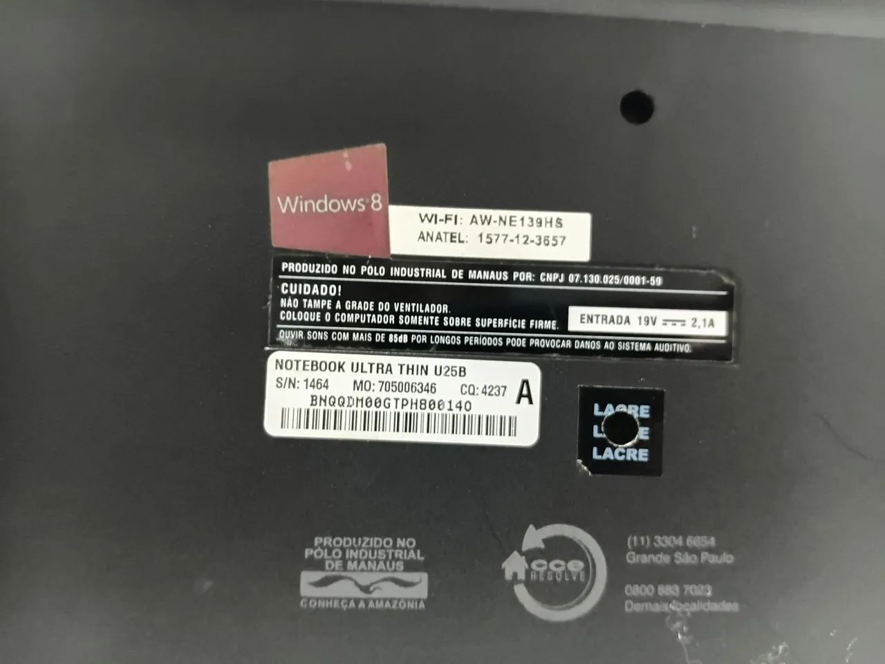 Notebook CCE Ultra Thin U25B - Funcionando, Tela e Teclado Bons, Leitor de CD - Foto 5