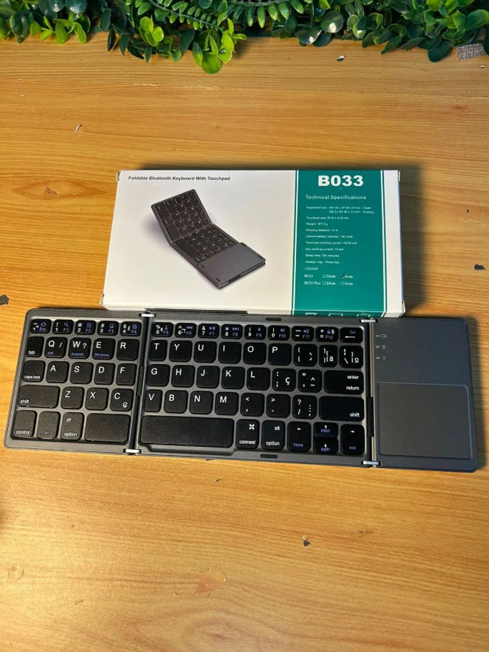 Mini Teclado touch dobrável B033  Bluetooth 3.0 Cinza chumbo   Compatível com smartphone A