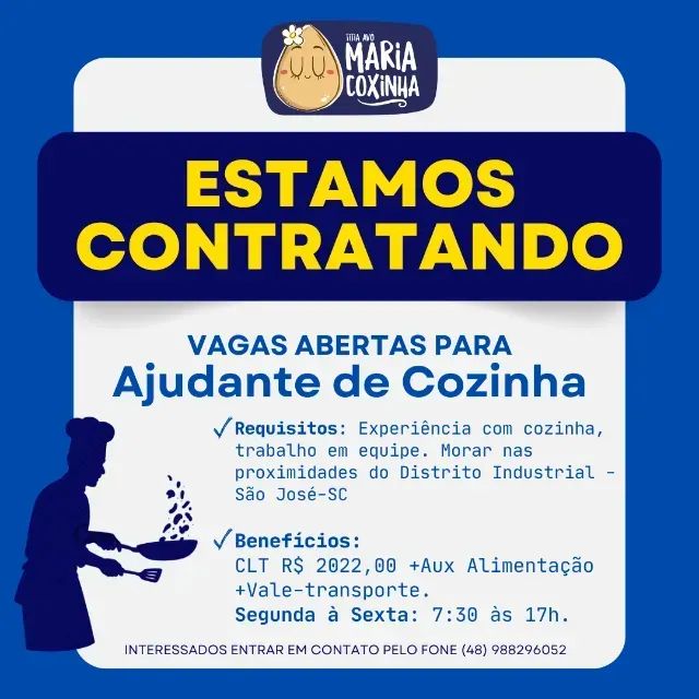 VAGA AJUDANTE DE COZINHA 