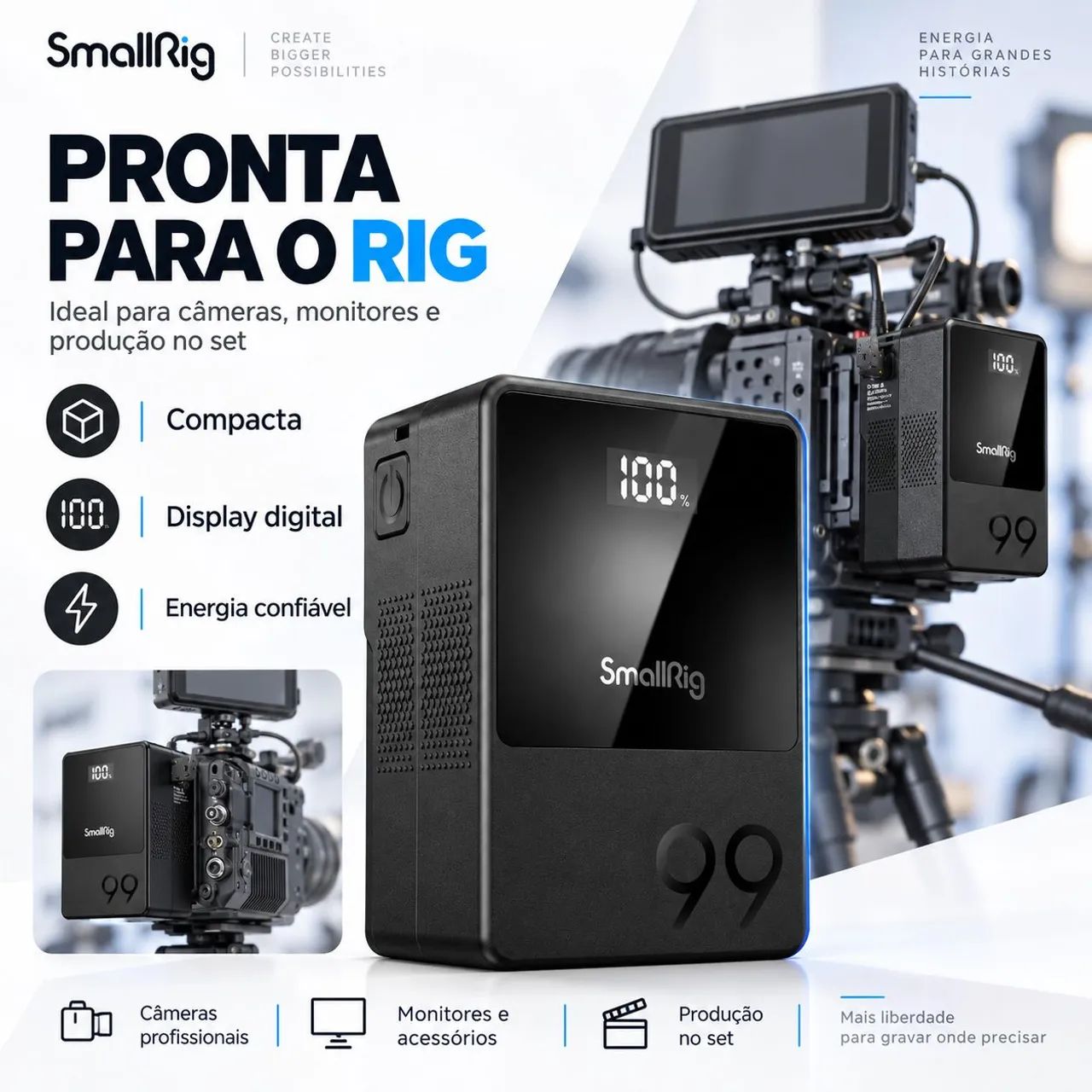 Bateria SmallRig 99 V-Mount 99Wh com Display USB-C USB-A D-Tap - Foto 3