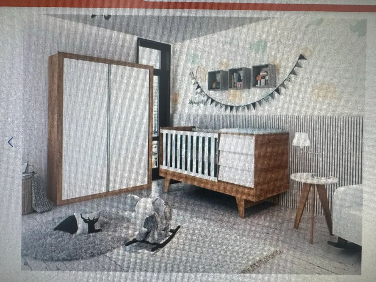 Kit quarto infantil com berço que vira cama, cômoda e armário 
